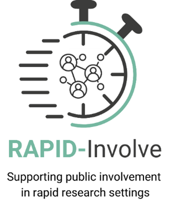 RAPID-Involve Logo shows a stop watch with a network of people inside
