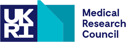 UKRI Medical Research Council  Blue and turquoise funding logo.
