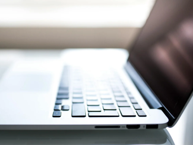 Laptop on table